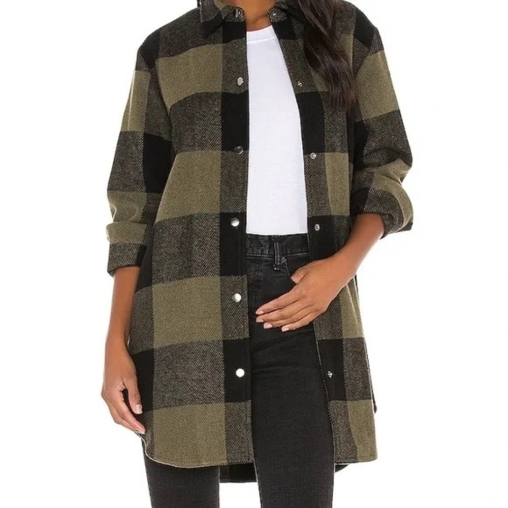 Steve Madden Olive and Black Plaid Utility Jacket